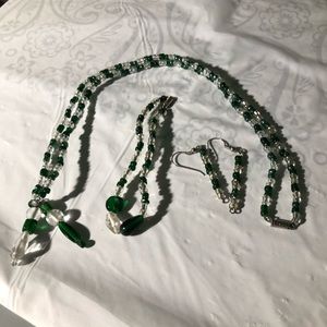 Handmade-light green-bracelet-necklace/earrings